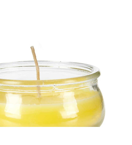 Set of 24 yellow glass outdoor candles from Ibergarden in decorative containers for garden and outdoor decor.