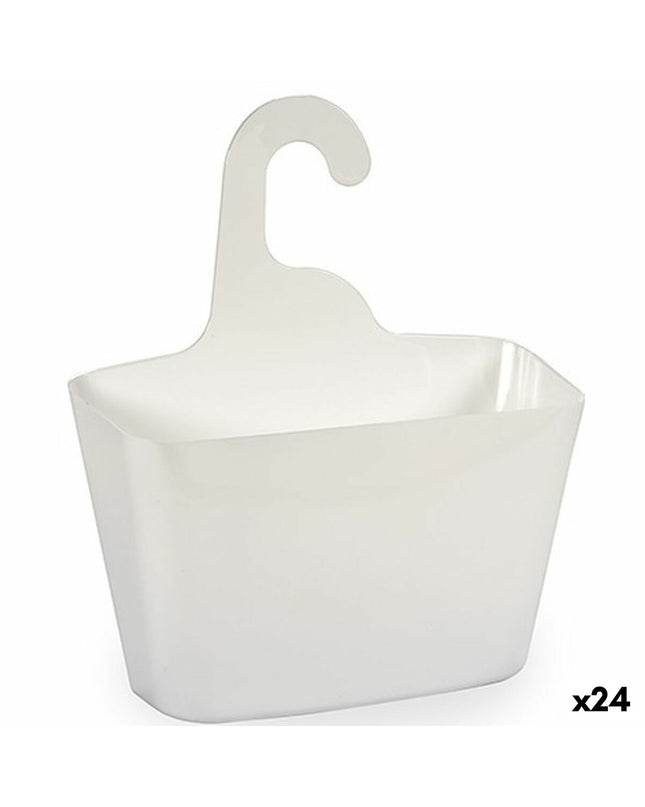 Berilo badkamerorganiser houder in wit plastic, 11.5x31.5x28.5 cm, voor badkamer en huisgebruik, set van 24 stuks