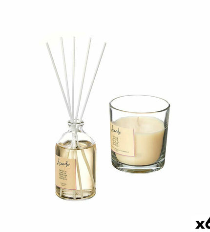 Acorde Vanille air freshener set with six 100ml bottles, ideal for home decor and kitchen freshening, featuring vanilla scent.