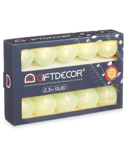 Gift Decor LED-lichtkrans in groen, 2.3 m tuin decoratie met 12 klotvormige lichtslingers voor buitengebruik
