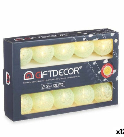 Gift Decor outdoor green LED light garland, 2.3 m length with 12 wooden cube-shaped lights, ideal for garden decor.