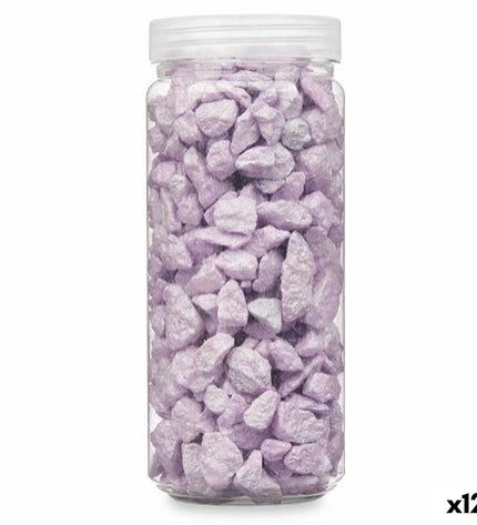 Set of 12 lavender decorative stones from Gift Decor, 10-20mm outdoor garden decoration with colorful natural stone appearance.