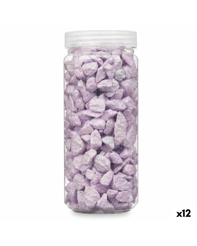 Set of 12 lavender decorative stones from Gift Decor, 10-20mm outdoor garden decoration with colorful natural stone appearance.