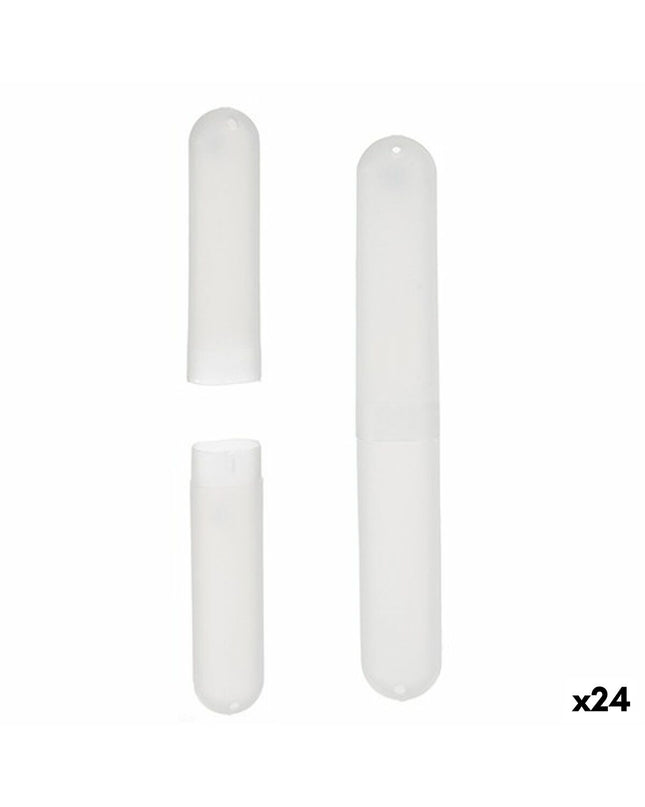 Transparant Berilo tandenborstelhouder in polypropyleen, 20x2x3 cm, shown with toothbrushes in bathroom or kitchen setting.