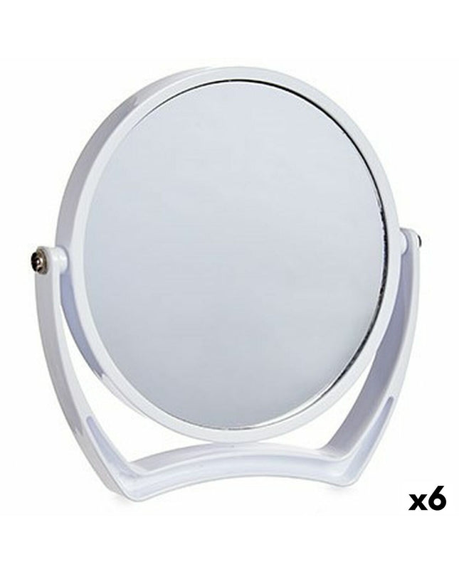 Set of six Berilo white crystal plastic bathroom mirrors with dimensions 19x18.7x2 cm, designed for home and kitchen use.