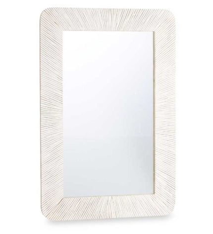 Rectangular Gift Decor wall mirror with white and brown striped frame, 90x60 cm, ideal for home decor and interior design.