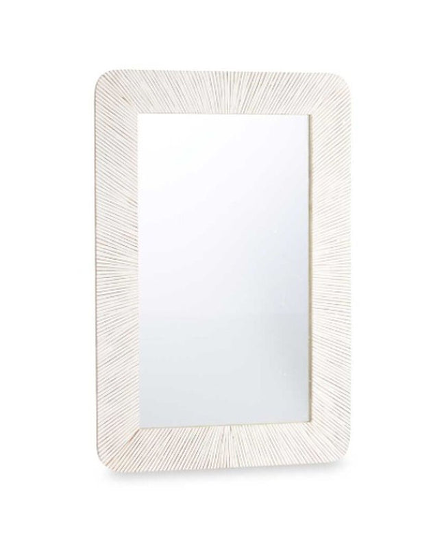 Rectangular Gift Decor wall mirror with white and brown striped frame, 90x60 cm, ideal for home decor and interior design.
