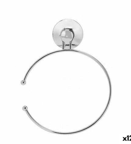 Set of 12 Berilo stainless steel hand towel hooks with rings, 16x20x4 cm, suitable for bathroom and kitchen use.