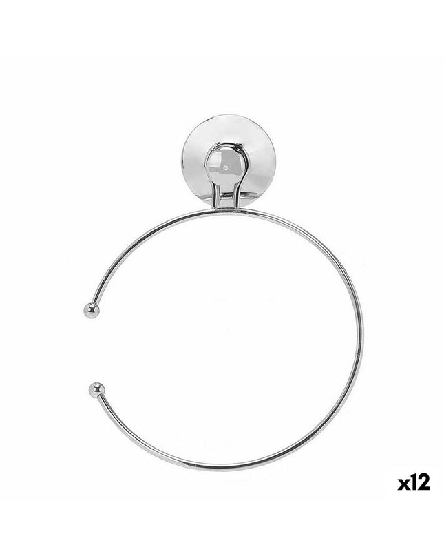 Set of 12 Berilo stainless steel hand towel hooks with rings, 16x20x4 cm, suitable for bathroom and kitchen use.