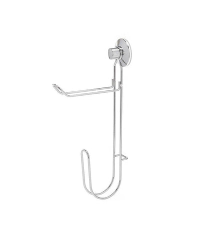 Berilo metal double toilet paper holder in steel with ABS, measuring 3x32x15 cm, mounted in a bathroom setting with rolls.