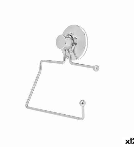 Set of 12 Berilo metal and ABS toilet paper holders in stainless steel finish, measuring 12x14x3.5 cm, for bathroom use.