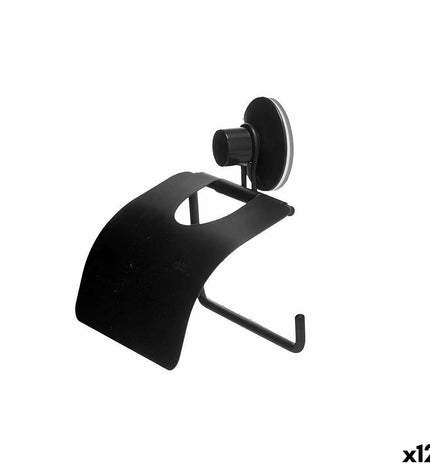 Berilo zwart stalen toiletrolhouder voor badkamer, ABS materiaal, 13.5x12x3 cm, set van 12 voor huis en koken badkamer decor
