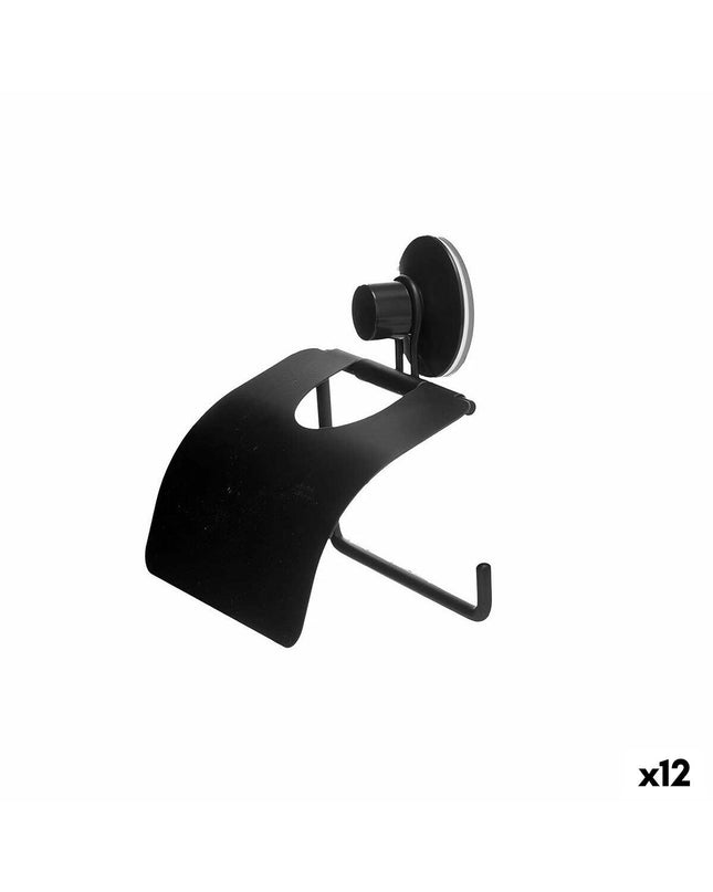 Berilo zwart stalen toiletrolhouder voor badkamer, ABS materiaal, 13.5x12x3 cm, set van 12 voor huis en koken badkamer decor