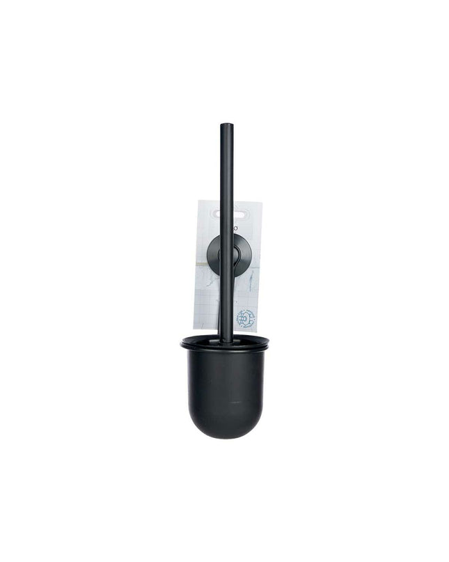 Set of 12 black Berilo steel toilet brushes with ABS handles, measuring 10 x 36 x 10 cm, designed for bathroom use.