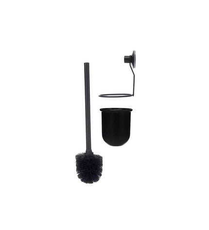Set of 12 Berilo black steel toilet brushes with ABS handles, 10x36x10 cm, suitable for bathroom and household cleaning.