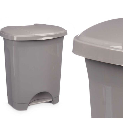 Set of 8 gray plastic 10L pedal bin trash cans from BigBuy Home for home and kitchen storage and organization.