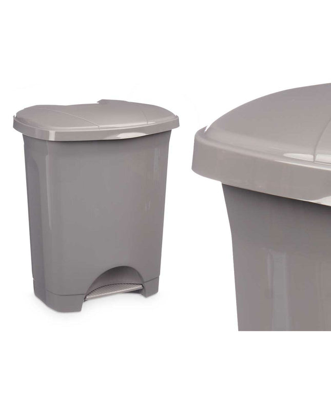 Set of 8 gray plastic 10L pedal bin trash cans from BigBuy Home for home and kitchen storage and organization.