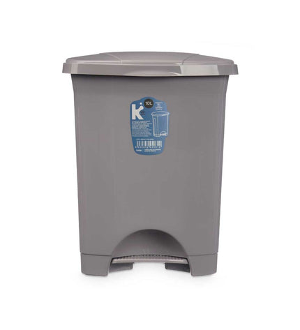 Set of 8 gray plastic 10L pedal trash bins from BigBuy Home, ideal for home kitchen storage and waste organization.