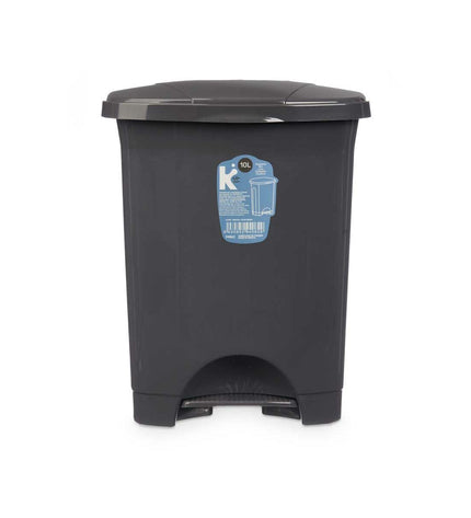 Set of 8 anthracite plastic 10L pedal bin containers by BigBuy Home for home organization and kitchen storage.