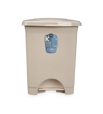 Set of 8 beige 10L plastic pedal bins from BigBuy Home, suitable for home kitchen storage and organization.