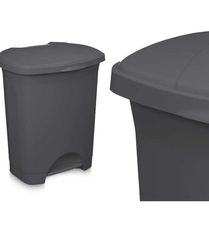 Set of four BigBuy Home anthracite plastic 30L pedal bins for household kitchen and storage organization.