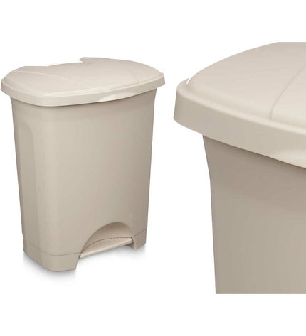 Set of four beige plastic 30L pedal trash bins by BigBuy Home, ideal for home storage and kitchen organization.