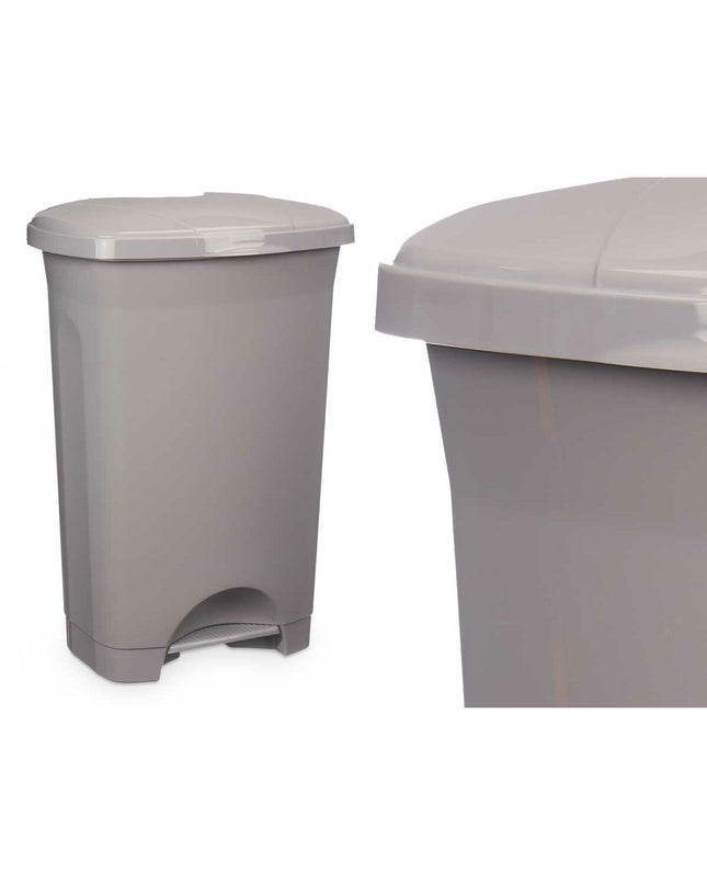 Three gray plastic 50L pedal bins from BigBuy Home for house, kitchen, storage, and organization use.