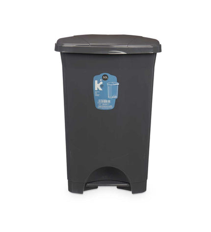 Set of three BigBuy Home 50L anthracite plastic pedal trash cans for home kitchen and organization.