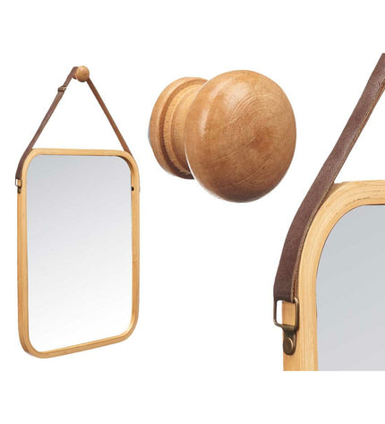 Set of six Gift Decor natural rectangular hanging mirrors, 34x41.5x1.5 cm, for home decor and interior decoration.