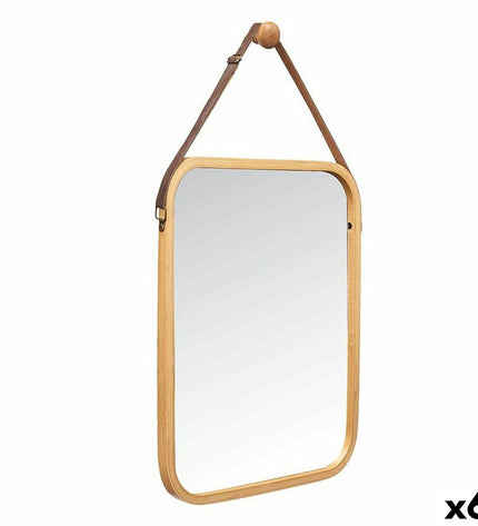 Set of six Gift Decor natural rectangular hanging mirrors, 34x41.5x1.5 cm, for home decor and interior design.