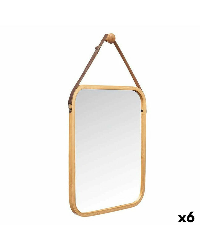 Set of six Gift Decor natural rectangular hanging mirrors, 34x41.5x1.5 cm, for home decor and interior design.