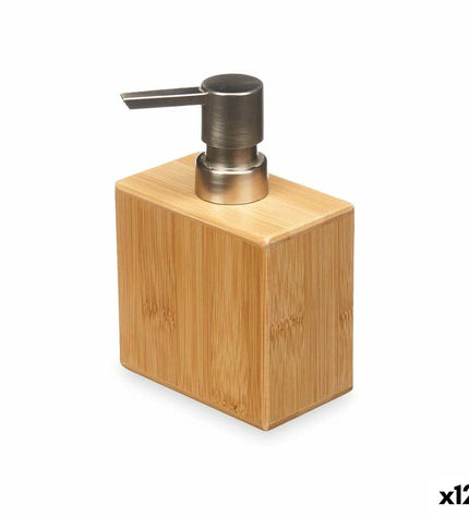 Berilo zilverkleurige bamboe zeepdispenser voor huis en badkamer, plastic, 9,7 x 15 x 5,8 cm, set van 12 stuks