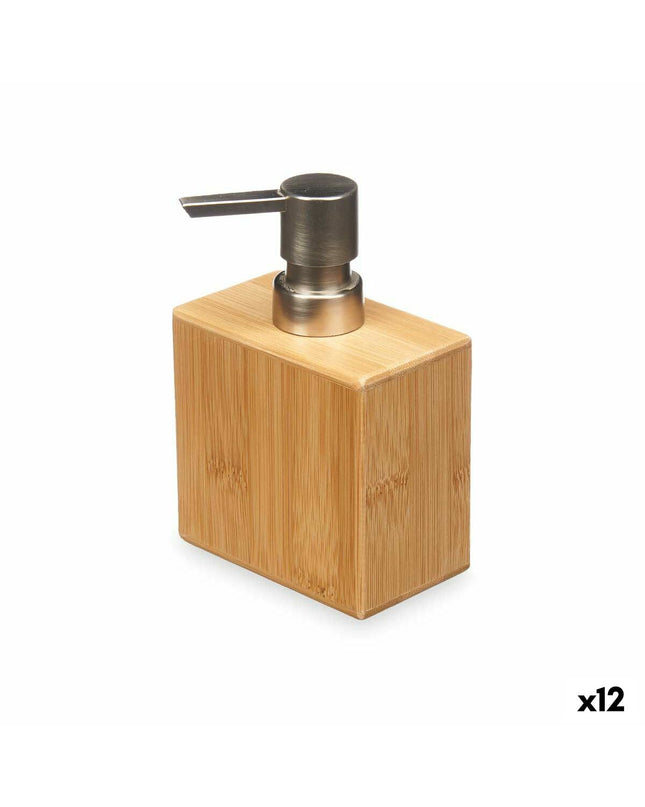 Berilo zilverkleurige bamboe zeepdispenser voor huis en badkamer, plastic, 9,7 x 15 x 5,8 cm, set van 12 stuks