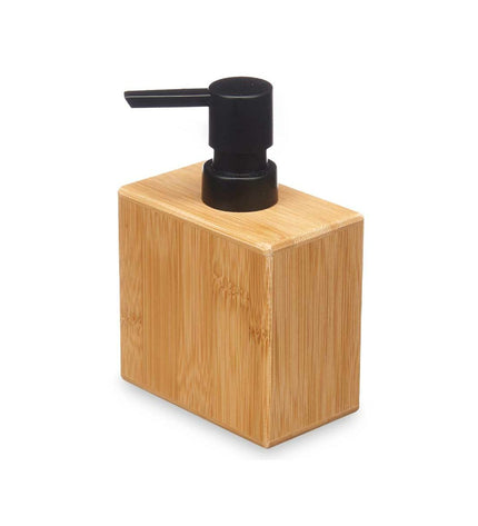 Set of 12 black bamboo plastic soap dispensers by Berilo, 9.7 x 15 x 5.8 cm, suitable for home, kitchen, and bathroom.