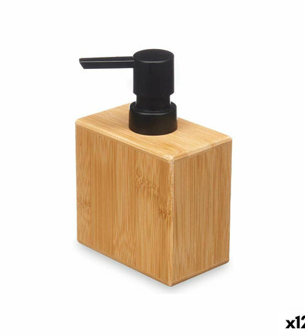 Set of 12 black bamboo plastic soap dispensers from Berilo, 9.7 x 15 x 5.8 cm, suitable for bathroom and home use.