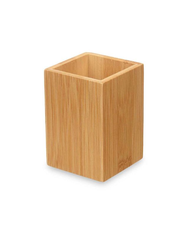 Berilo bamboo toothbrush holder in natural wood finish, 6.8 x 9.7 x 6.8 cm, set of 24, for bathroom organization.