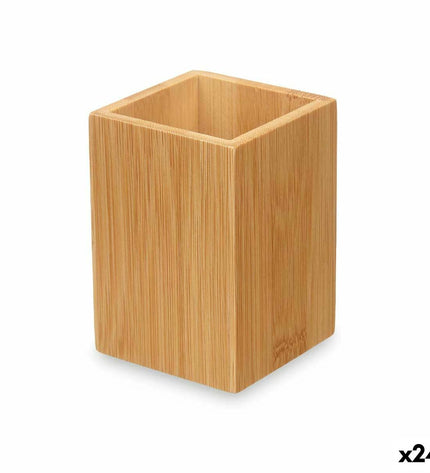 Berilo bamboo toothbrush holder for bathroom, natural bamboo and plastic, 6.8 x 9.7 x 6.8 cm, set of 24.