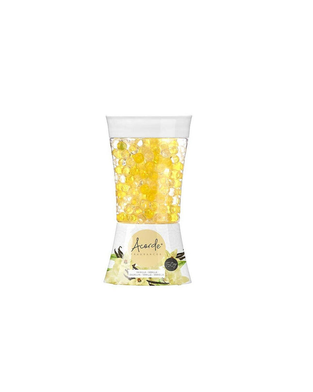 Acorde Vanille air freshener gel pack, 150g, for home decor and kitchen use, shown in a clear container with vanilla scent.
