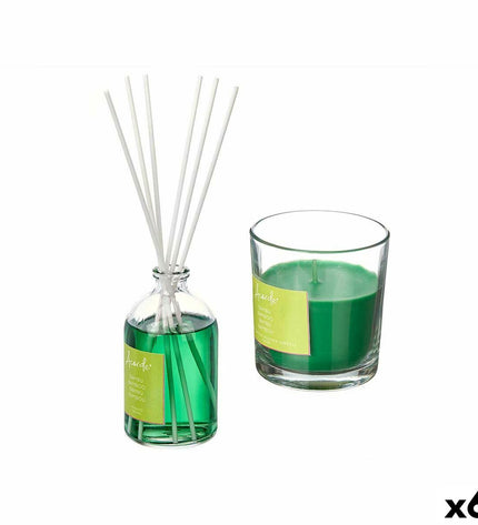 Acorde Bamboe luchtverfrisserset with six 100 ml bottles, ideal for home and kitchen decor, featuring bamboo scent icons.