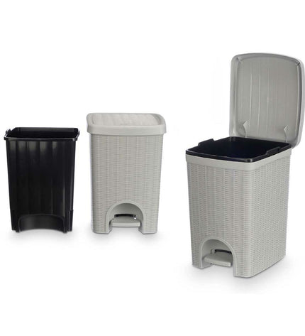 Six Stefanplast light gray 20L plastic waste bins, ideal for home and kitchen storage and organization.