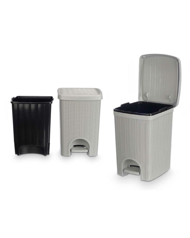 Six Stefanplast light gray 20L plastic waste bins, ideal for home and kitchen storage and organization.
