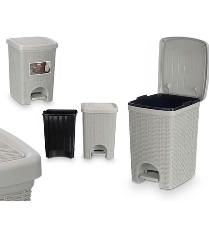 Six Stefanplast light gray 20L plastic waste bins for home and kitchen storage, shown stacked and arranged.