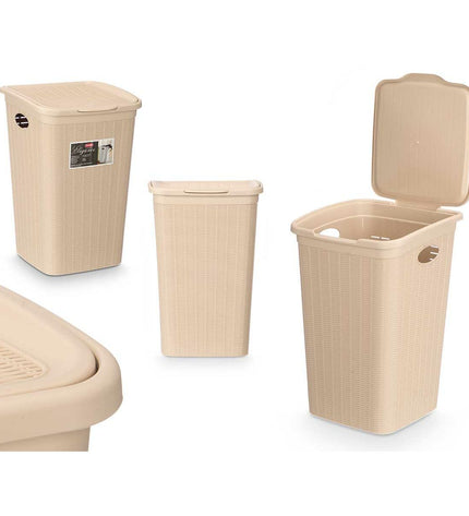Set of six Stefanplast crème plastic storage containers, 50L, 36x54.5x38 cm, ideal for home organization and kitchen storage.