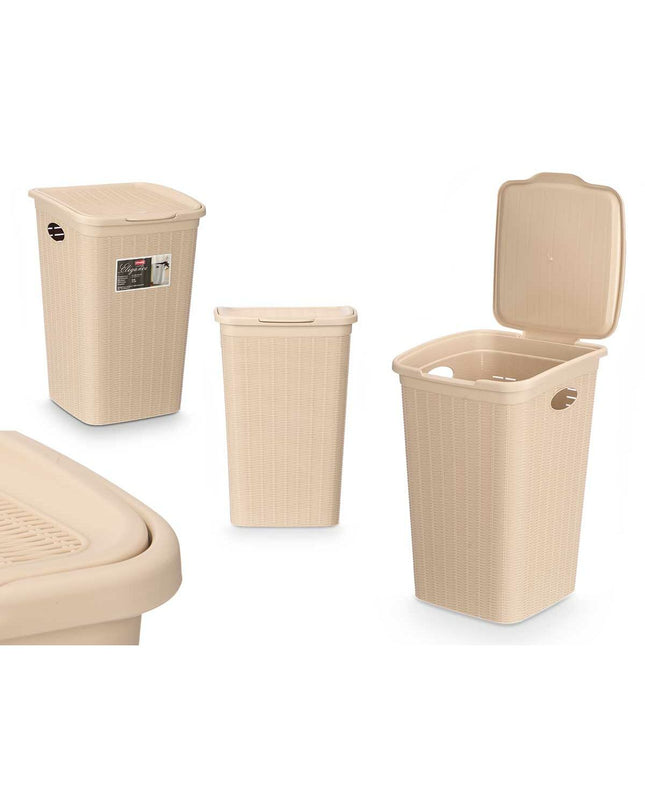 Set of six Stefanplast crème plastic storage containers, 50L, 36x54.5x38 cm, ideal for home organization and kitchen storage.