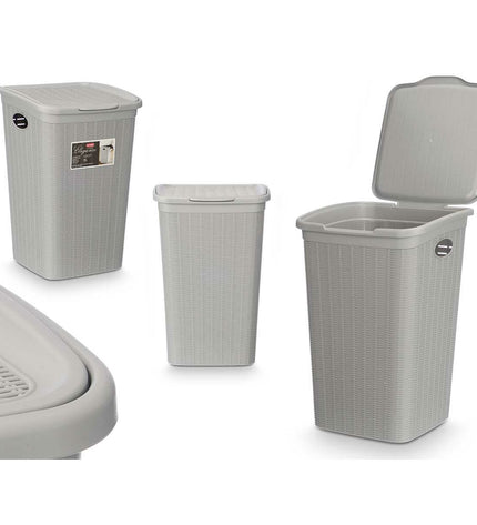 Six Stefanplast light gray plastic storage containers, 50L capacity, measuring 36 x 54.5 x 38 cm, for home organization.