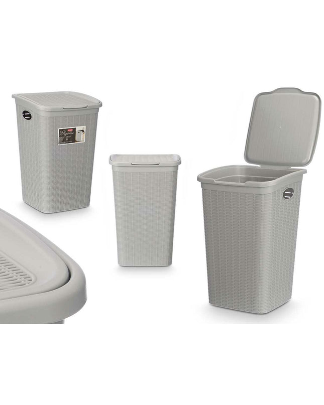 Six Stefanplast light gray plastic storage containers, 50L capacity, measuring 36 x 54.5 x 38 cm, for home organization.
