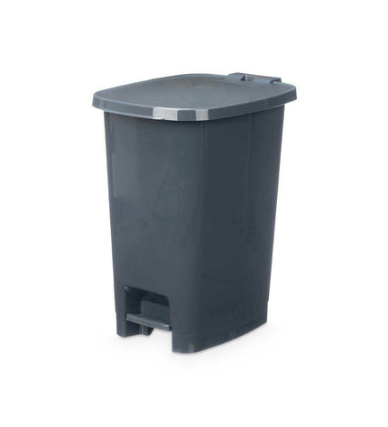 Six dark gray plastic pedal bins, 25 L capacity each, for home kitchen organization, by BigBuy Home.