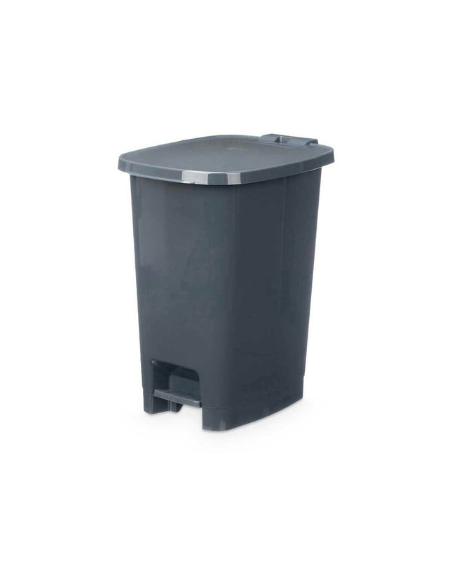 Six dark gray plastic pedal bins, 25 L capacity each, for home kitchen organization, by BigBuy Home.