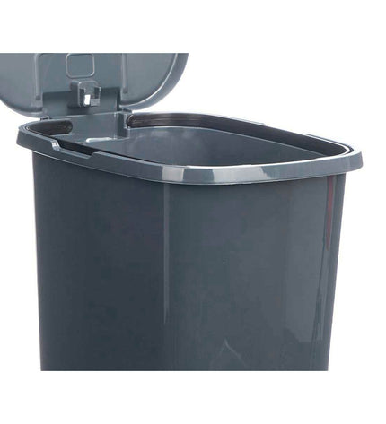Six anthracite plastic pedal bins, 25L capacity, ideal for home kitchen storage and organization by BigBuy Home.