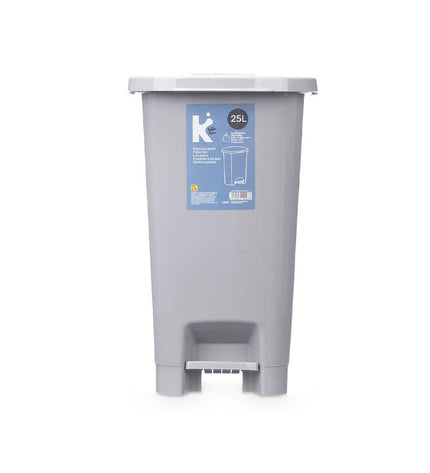 Six gray plastic 25L pedal bins for household storage and kitchen organization, by BigBuy Home.